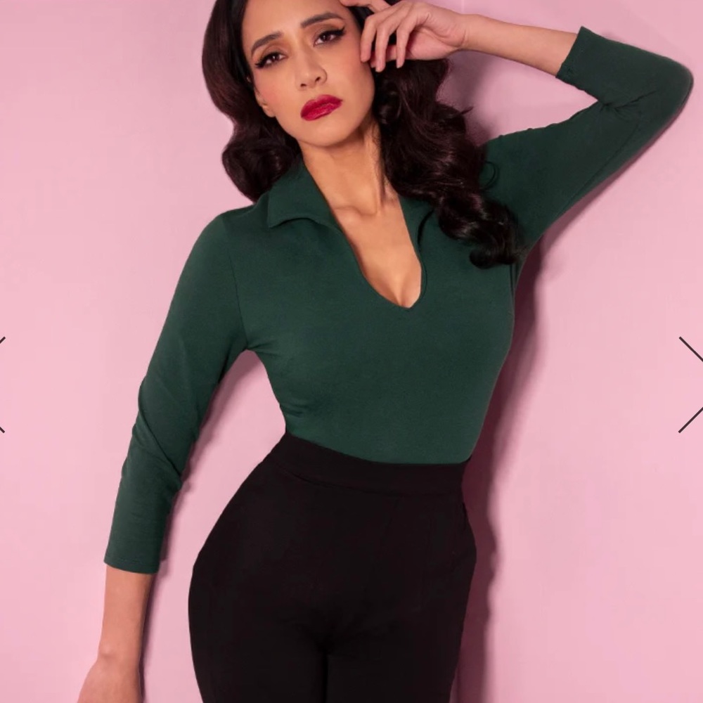 ISO(do not buy) micheline pitt hunter green top